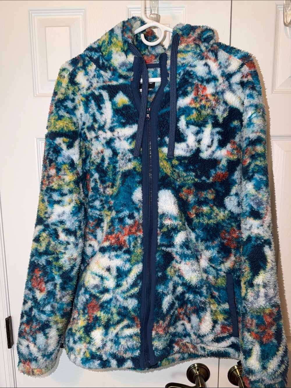Original Use Multi-Color Plush Hooded Zip Jacket